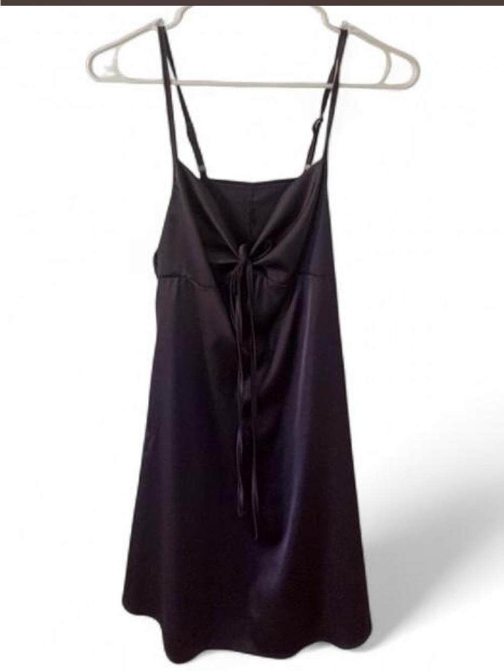 Satin purple Slip Dress with Front Tie - Black XS